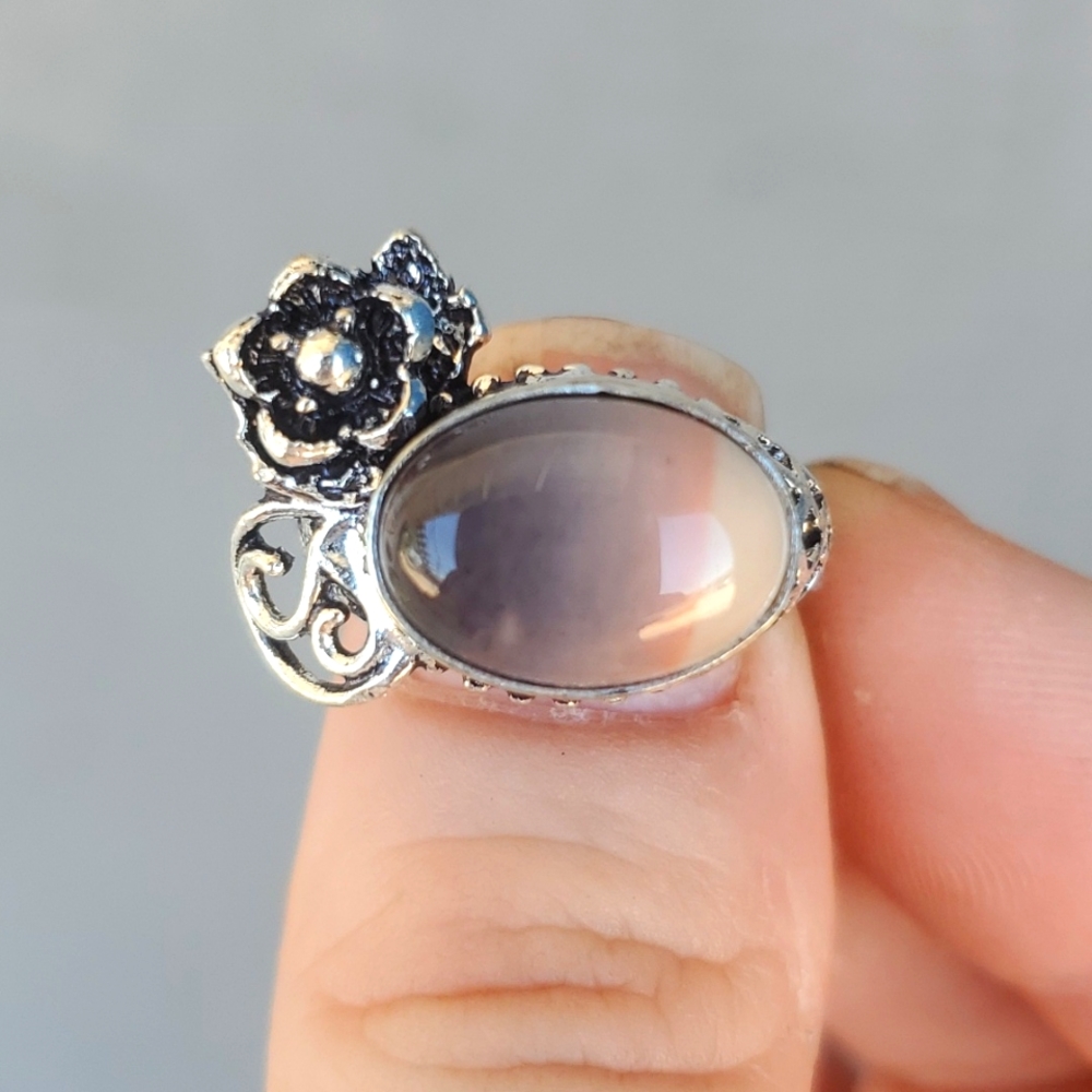 New Mookaite Jasper Silver Flower Ring.